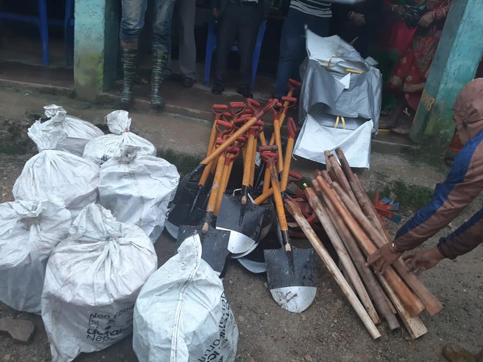Home drr materials distribution during landslide at bhattedanda