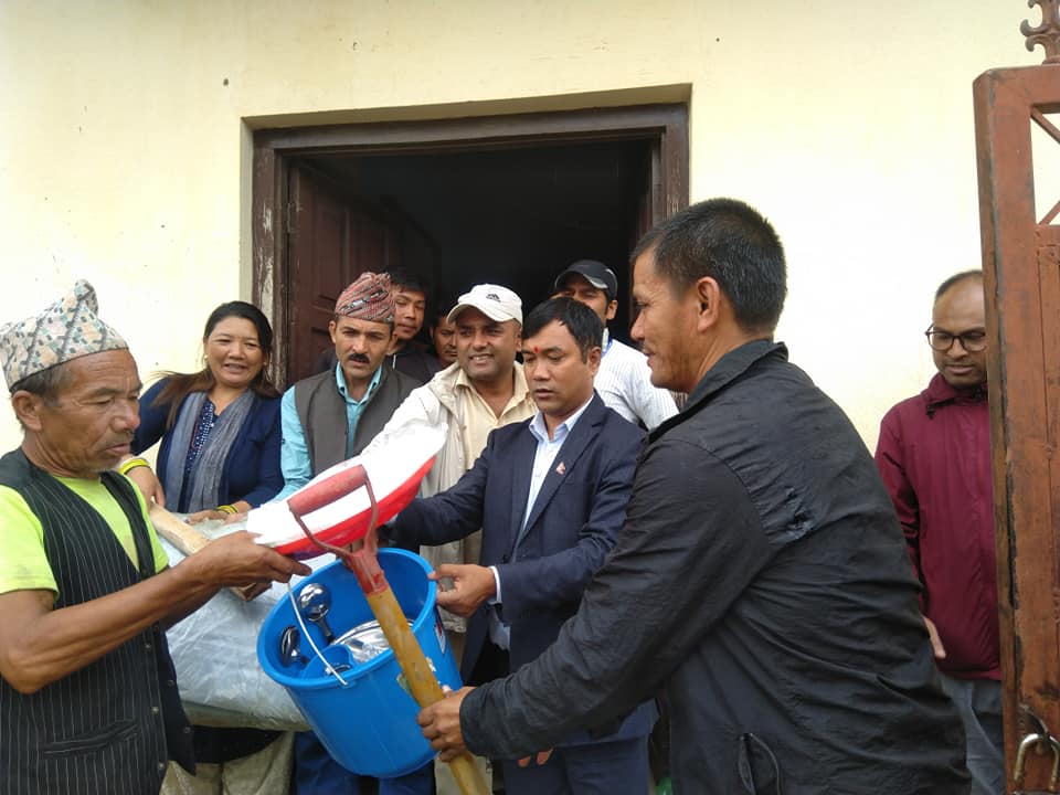 Projects drr materials distribution at devichaur during landslide